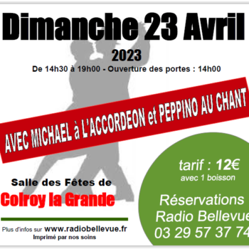 Thé dansant le dimanche 23 avril 2023