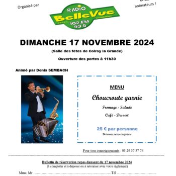 17 Novembre 2024 – REPAS DANSANT