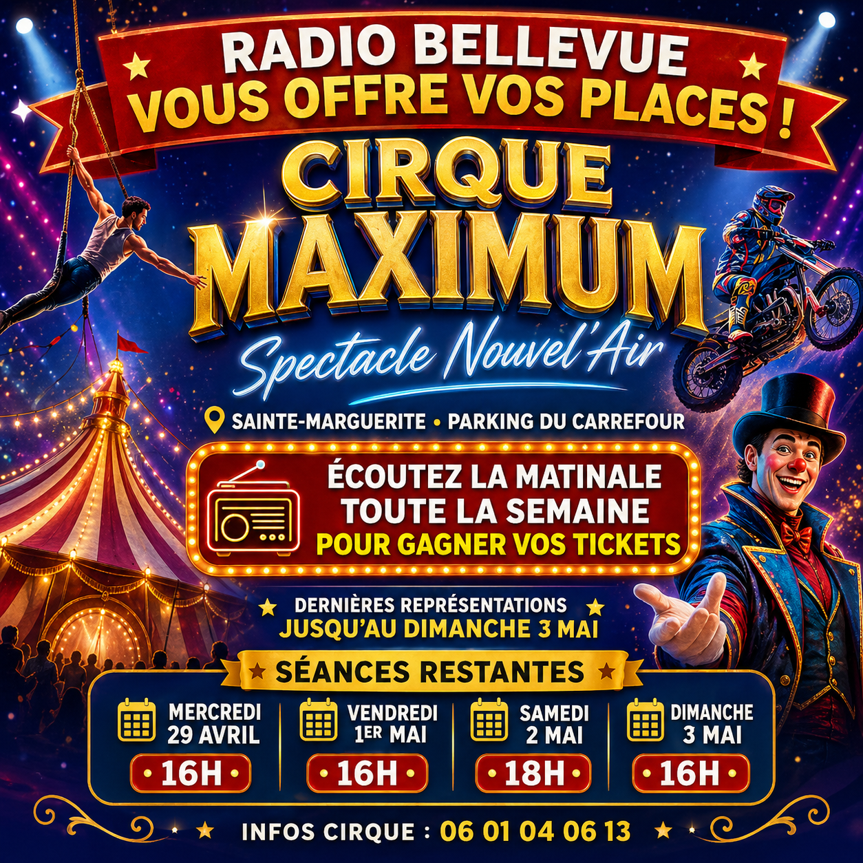 Du lundi 27 avril au dimanche 03 mai 2026- Le cirque MAXIMUM